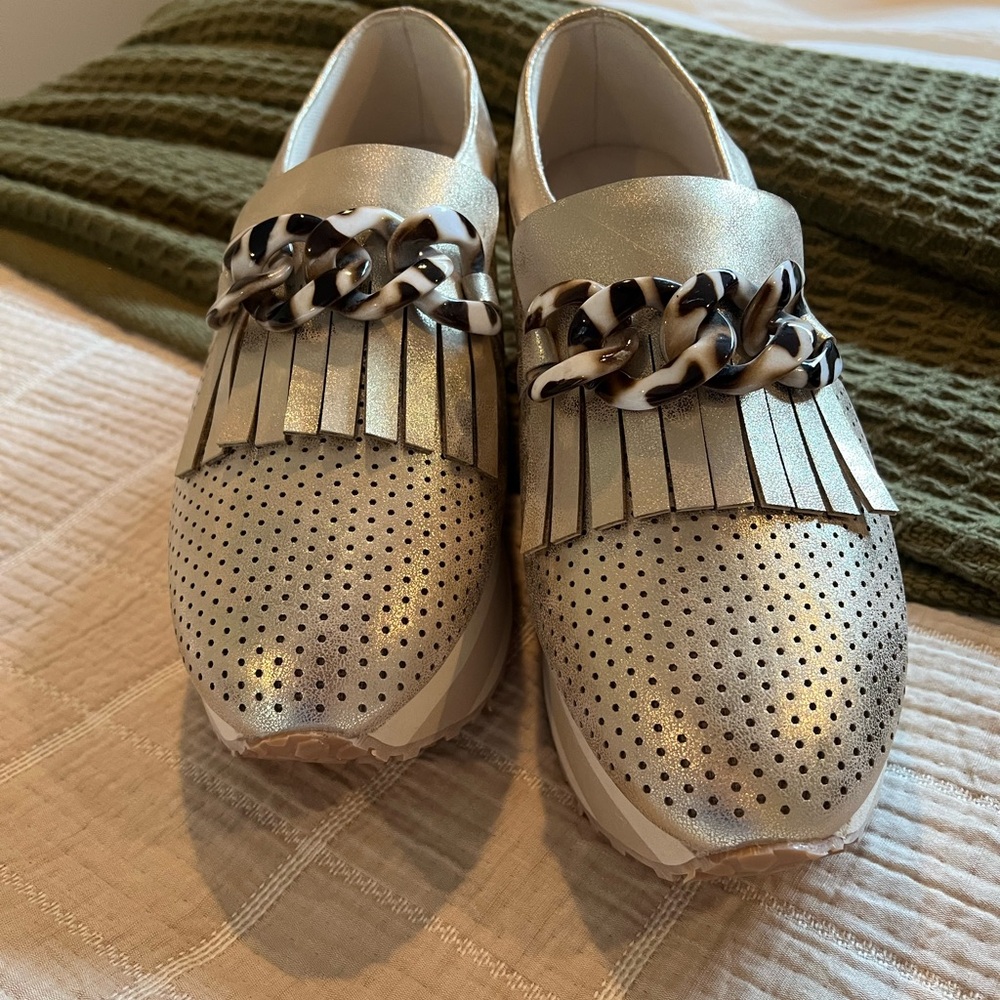 Cute gold platform loafers